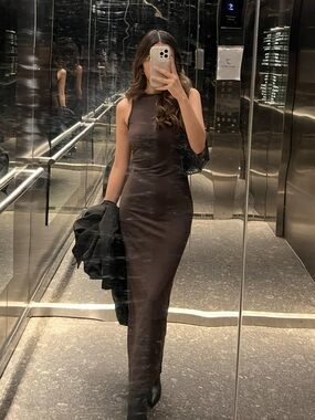 SHEIN Brown Sleeveless Maxi Dress